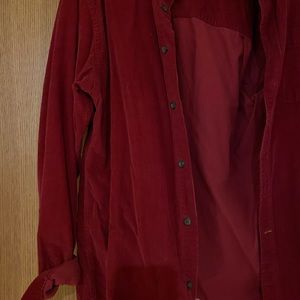 Red Corduroy Button-Up
